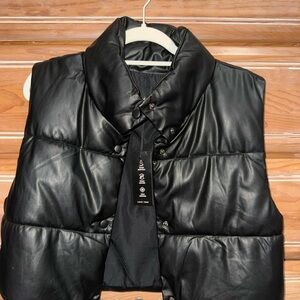 Black Puffer Vest Jacket - Women